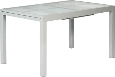 Produktbild von Merxx Gartentisch ausziehbar 120/180 x 90 cm  - Aluminiumgestell Silber mit matter Glasplatte