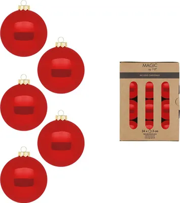 Produktbild von Weihnachtskugeln Glas 3cm 24 Stück - Modern Red