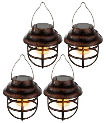 Produktbild von 4er Set LED Solar Hängeleuchte, rostfarben, H 14 cm