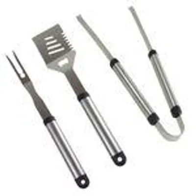 Produktbild von 3teiliges Grillbesteck mit Zange, Gabel und Schieber aus Metall