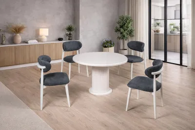 Obrázek produktu pro Stůl, 4 židle, jídelní set, moderní styl, barva: černá a bílá, , kvalitní