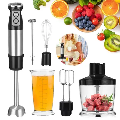 Produktbild von 6 IN 1 Stabmixer Elektrischer Stabmixer Set Pürierstab Edelstahl Mixer 12 Gänge