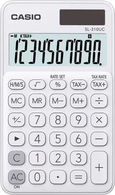 Obrázek produktu pro Casio SL-310UC-WE, Kapsa, Jednoduchá kalkulačka, 10 číslice/číslic, 1 řádky, Baterie / Solár, Bílá