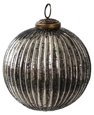Produktbild von Clayre & Eef Weihnachtskugel Ø 10 cm Schwarz Silberfarbig Glas