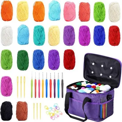 Productafbeelding van Breiset met naalden en tas, 3-in-1, garen, handbreien
