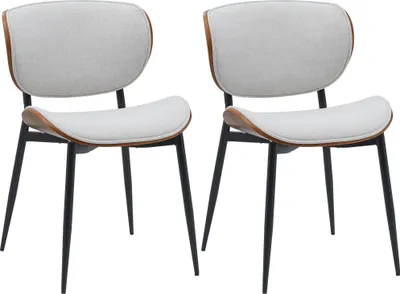 Produktbild von 2er Set Esszimmerstuhl DUVAN - Stoff Walnuss/creme 50x54x80 cm | Essstühle Esszimmerstühle Küchenstühle Wohnzimmerstühle