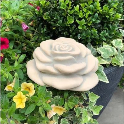Produktbild von XXL Stein Rose Rosenblüte Blüte Blumen Steinguss frostfest wetterfest Garten Deko sand 15cm 1kg
