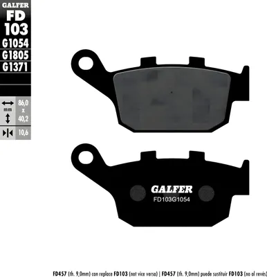 Produktbild von Bremsbeläge Set Galfer FD207G1054 & FD103G1054 Semi-Metall vorne & hinten für Honda FES Pantheon 125 ccm