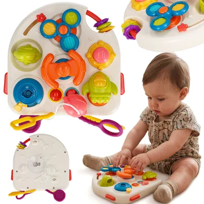 Produktbild von 3w1 MANIPULATIONSTAFEL, Montessori-Spielzeug, SENSORISCH mit Saugnapf, ab 18 Monaten