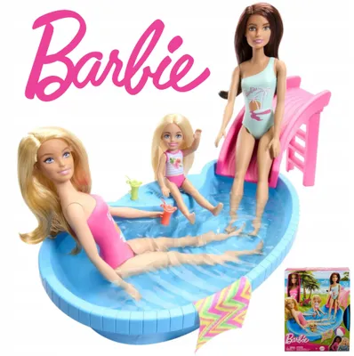 Produktbild von Barbie Pool-Set mit Puppe Badespaß Zubehör für Mädchen