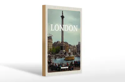 Produktbild von Holzschild Reise 20x30cm London England Brunnen Schild