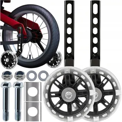 Produktbild von Fahrrad Stuetzraeder Mit Led 12-20 Zoll Kinder Training Wheels Schwarz Set Stabil Und Leicht Zu Montieren