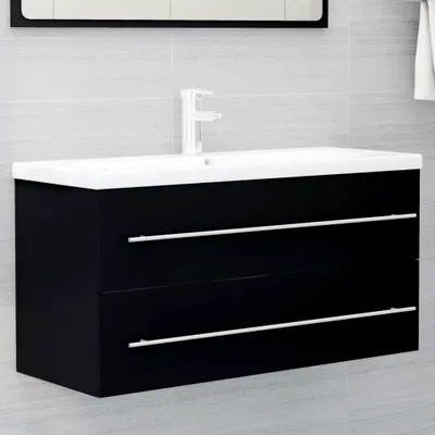 Immagine prodotto di The Living Store Mobiletto con lavabo incorporato in legno nero