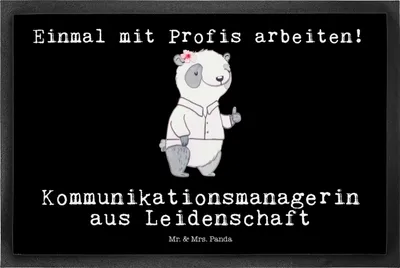 Produktbild von Mr. & Mrs. Panda fußmatte Kommunikationsmanagerin Leidenschaft 50 x 75 cm - Schwarz - Geschenk, Witzig, Schmutzfangmatte, Studium, Bodenvorleger, Schmutzmatte, Lustig