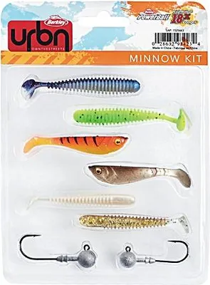 Produktbild von Berkley URBN Kit Minnow - 6 Gummifische + 2 Jighaken im Set
