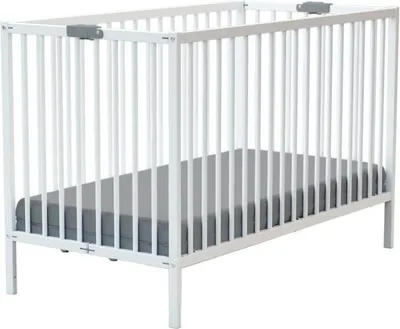 Produktbild von Babybett, Faltbar, 60 x 120 cm, Massivholz, Lattenrost, Weiß