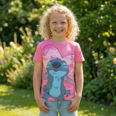 Produktbild von Disney Lilo und Stitch Mädchen Kinder kurzarm T-Shirt – Pink / 116