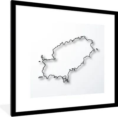 Produktbild von MuchoWow® Gerahmtes Poster Eine Illustration einer Karte von Ibiza 40x40 cm - Poster mit Schwarzem Bilderrahmen Wandposter Rahmen Foto Bilder - Poster - Plakat im Rahmen