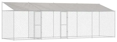 Produktbild von Hundezwinger im Freien – Hundehütte, Gartentür, Zwinger – für große Hunde – aus verzinktem Stahl