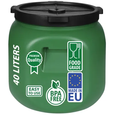 Produktbild von Weithalsfass Futtertonne Fasssilage Regen Fass Gepäcktonne 40 Liter mit Deckel grün