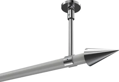 Produktbild von Interdeco Gardinenstange / Vorhangstange Weiß / Chrom, Typ Sonette Savio (Kegel) ohne Ringe, Deckenmontage, 20 mm Ø 1-läufig, 360 cm