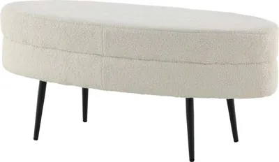 Zdjęcie produktu dla FURNLUX Ottoman Otto Creme Und Black 100cm / Hauptfarbe: Beige / Abmessungen: 100 x 40 x 41 cm