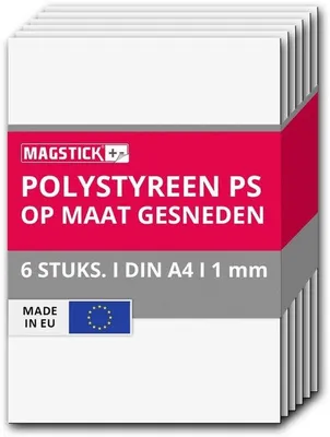 Zdjęcie produktu dla 6 Białe arkusze polistyrenowe A4 1 mm