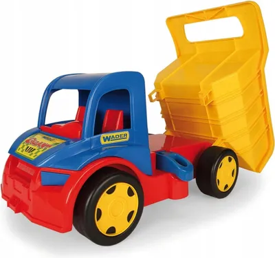 A toy dump truck is shown against a white background.