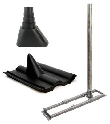 Produktbild von SkyRevolt SAT Dachsparrenhalter 1m Mast 60mm Stahl Sparrenhalter Frankfurter Dachabdeckung Manschette schwarz