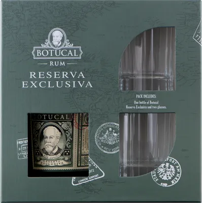 Produktbild von Botucal Reserva Exclusiva + 2 Old Fashioned lasergebrandete Gläser Tradition Range Geschenkset | 40 % vol | 0,7 l