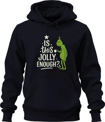 Produktbild von IS THIS JOLLY ENOUGH Grinch Weihnachten lustig sarkastisch Spruch Uni Hoodie Kapuzenpullover, Navy, M