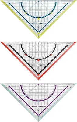 Produktbild von 3x Herlitz Geometriedreieck "my.pen" / 25cm / mit Griff / 3 verschiedene Farben