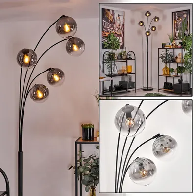 Produktbild von Fossobiubo Stehlampe aus Metall/Glas in Schwarz/Rauchfarben/Klar