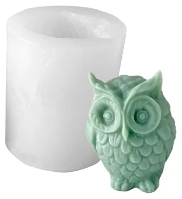 Productafbeelding van 2 stuks 3D-siliconen mallen in de vorm van een uil, geschikt voor het maken van kaarsen, decoraties voor thuis en knutselaccessoires