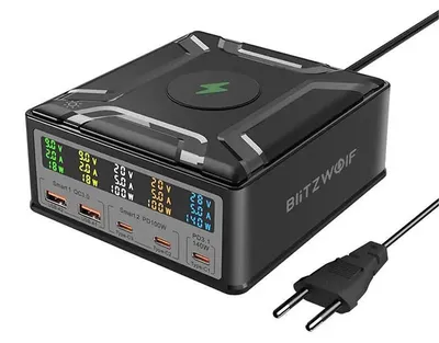 Obrázek produktu pro Bezdrátová nabíječka Blitzwolf Bw-S28 260W, 2Xusb-A, 3Xusb-C, 15W (černá)