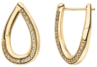 Produktbild von Ohrringe Creolen aus 333 Gold Gelbgold mit 46 Zirkonia 13,5x19mm glänzend