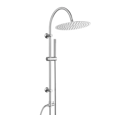 Produktbild von JOHO Regendusche Duschsystem ohne Armatur, Edelstahl Duschset mit Rund Kopfbrause XXL D30cm, Vintage U-förmige Duschstange Chrom