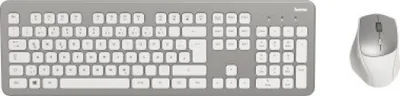 Produktbild von Hama KMW-700, Volle Größe (100%), Kabellos, RF Wireless, QWERTZ, Silber, Weiß, Maus enthalten