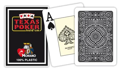 Image de Modiano Texas Poker Hold'em 2, jeu de cartes jumbo, index noir