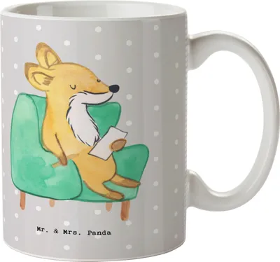 Produktbild von Mr. & Mrs. Panda Tasse Therapeut Herz - Grau Pastell - Geschenk, Becher, Kaffeetasse, Teetasse, Pott, Keramiktasse