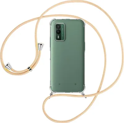 Produktbild von Handykette Backcover-Schutzhülle mit Band (Metall silberfarben) für Nokia XR21 5G (6.49'') - Goldkordel