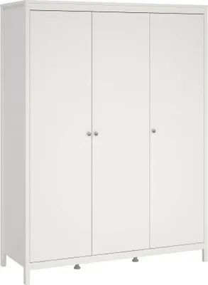 Produktbild von Kleiderschrank 3 Türen Justina, Schlafzimmermöbel, Schrank, Garderobe, 150x58 h199 cm, Weiß