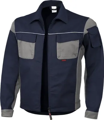 Produktbild von Qualitex Arbeitsjacke - strapazierfähige PROfessionals Arbeitsjacke - faserverstätkt MG 245 g - in Farbe: marine/grau - Herren: S - Damen: 38