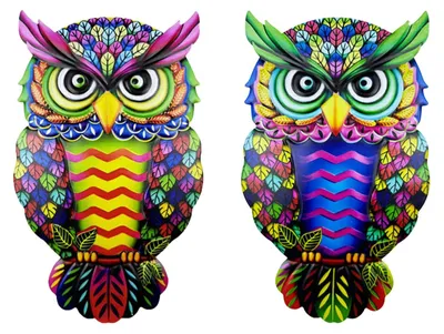 Productafbeelding van Wanddecoratie - 2 stuks Uil - Weerbestendig metaal - Binnen/Buiten - 26 cm x 15 cm