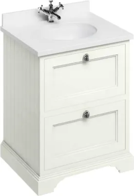 Image de Casa Padrino Meuble vasque / lavabo avec dessus en marbre et 2 tiroirs 67 x 55 x H.93 cm