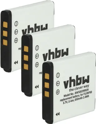 Produktbild von vhbw 3x Akku Ersatz für Pentax D-Li68, D-Li122 für Kamera (650 mAh, 3,6 V, Li-Ion)