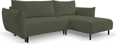 Produktbild von DomoHome ADEL Ecksofa mit Schlaffunktion und Bettkasten – L-Form, Flexibel Stellbar, Layout rechts, Metallfüße, 145x212cm Liegefläche, Größe: 257x90x171cm, Farbe: GRÜN
