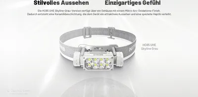 Produktbild von Nitecore Stirnlampe HC65 UHE grau - 2000 Lumen - 3 Lichtquellen
