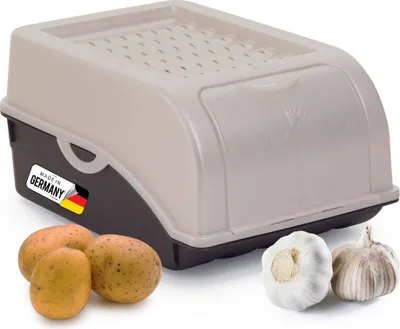 Produktbild von Novaliv 1x Klein 3,5 L Vorratsbehälter perlmut Aufbewahrungsbox Küche Zwiebelbehälter Knoblauchbehälter