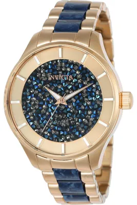 Productafbeelding van Invicta Angel 24662 - Dameshorloge - Quartz uurwerk - Roestvrij staal met blauwe wijzerplaat - 40 mm
